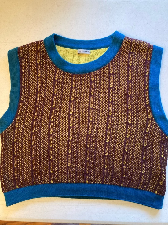 Rachel Comey Tops - Rachel Comey Colorblock Textured Knit Crop Top - Teal, Burgundy, Yellow